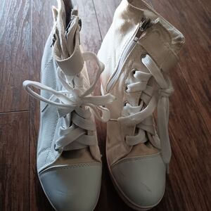 Kids Cream High-Top Sneakers